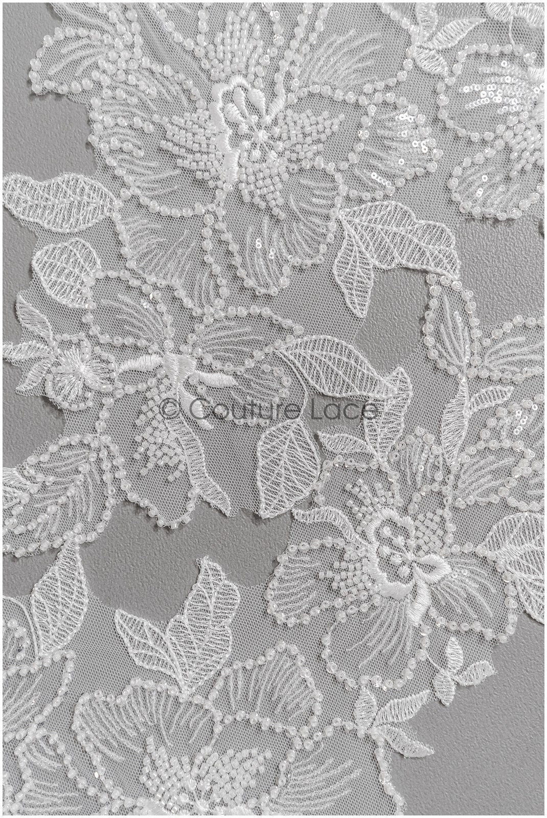 romantischer Perlen Spitzen Patch/ Rayon Blumen Applikation/ Hochzeitskleid SpitzenApplikation/ BrautBlume Applikation// A22-273