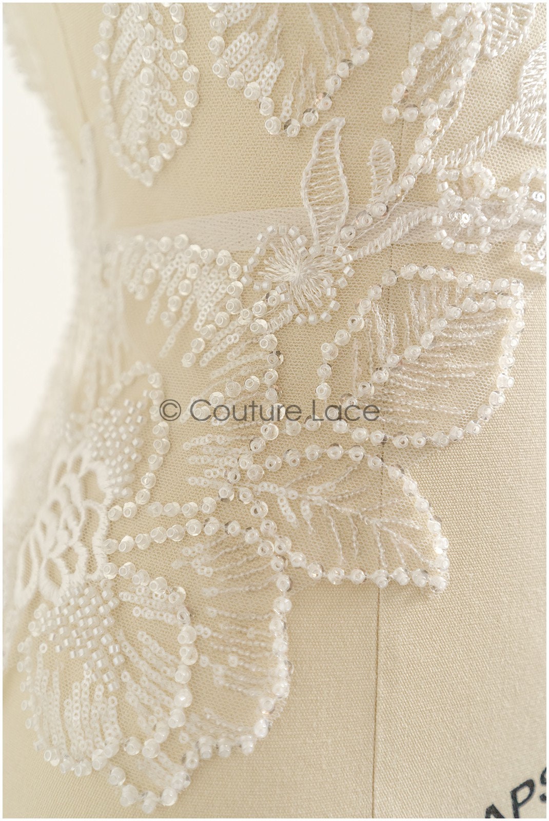 romantischer Perlen Spitzen Patch/ Rayon Blumen Applikation/ Hochzeitskleid SpitzenApplikation/ BrautBlume Applikation// A22-274