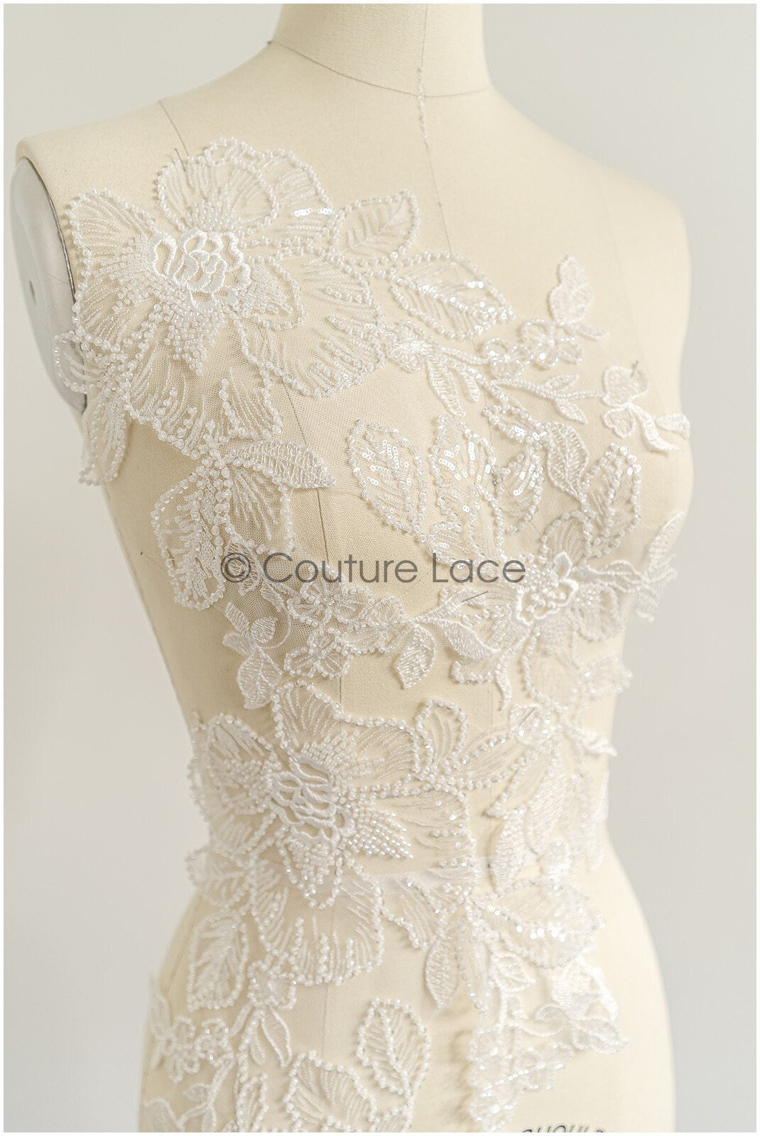 romantischer Perlen Spitzen Patch/ Rayon Blumen Applikation/ Hochzeitskleid SpitzenApplikation/ BrautBlume Applikation// A22-274
