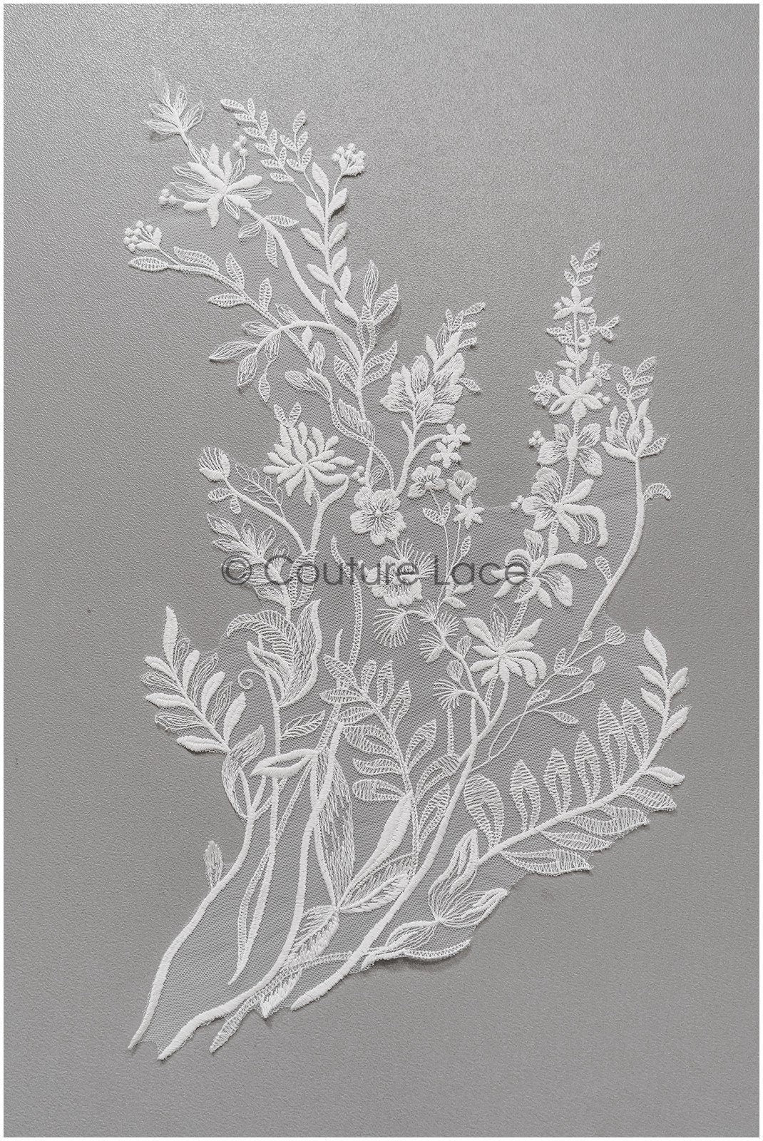 romantischer Wildblumen Spitzen Aufnäher / Wildblumen Applikation / Hochzeitskleid Spitzenapplikation / Braut Wildblumen Applikationen// A22-276