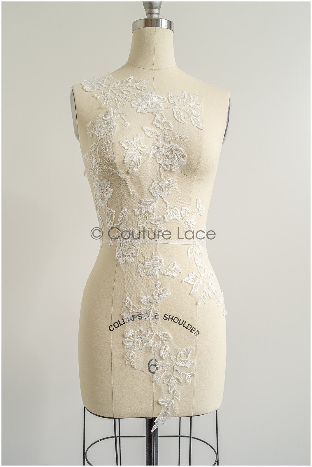 romantischer Blumen-Spitzenaufnäher/ Baumwollblumen Applikation/ Hochzeitskleid Spitzenapplikation/ Brautblumen Applikation// A22-262