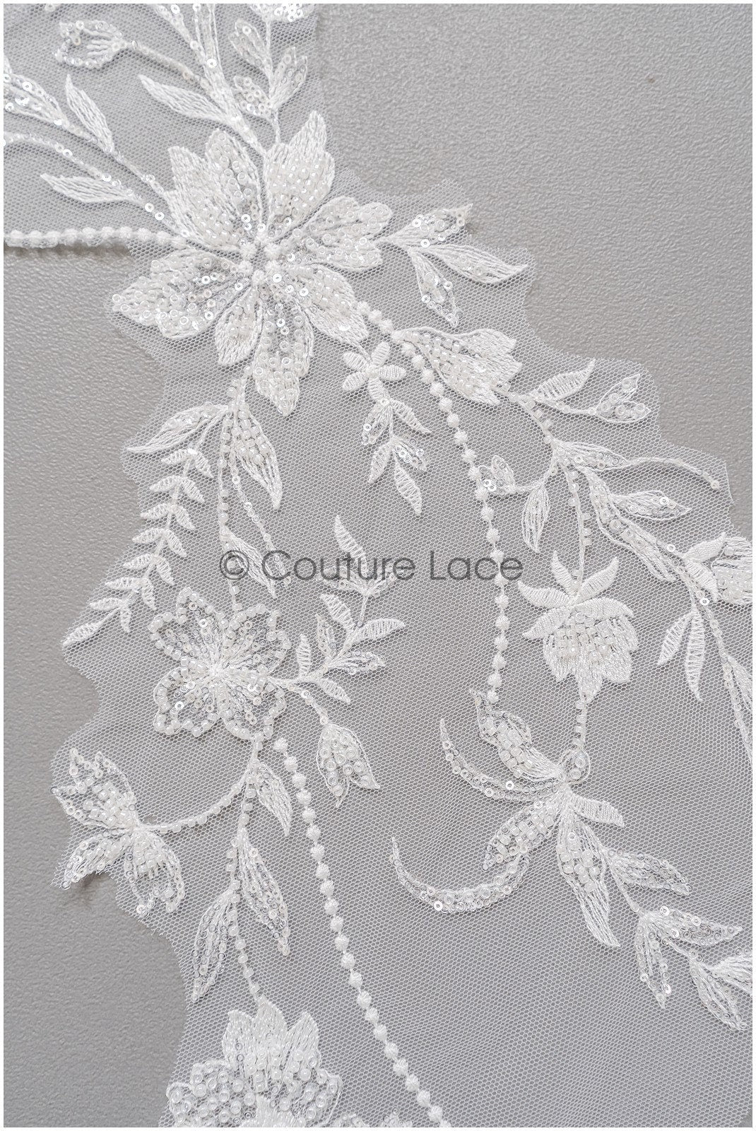 romantischer Blumen-Spitzenaufnäher / Baumwollblumen Applikation / Hochzeitskleid Spitzenapplikation / Brautblumen Applikation// A22-264