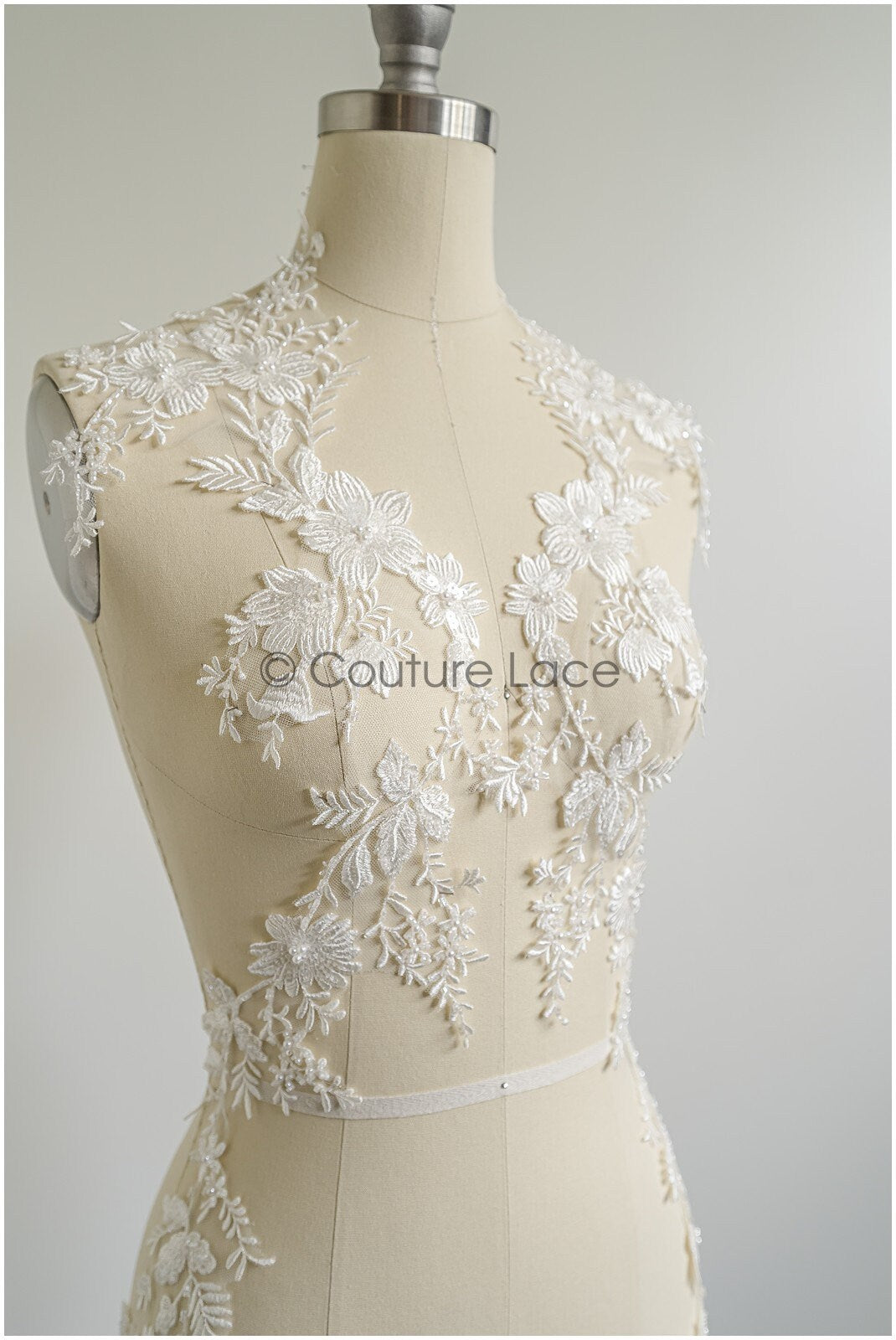 romantischer Blumen-Spitzenaufnäher / Baumwollblumen Applikation / Hochzeitskleid Spitzenapplikation / Brautblumen Applikation// A22-258