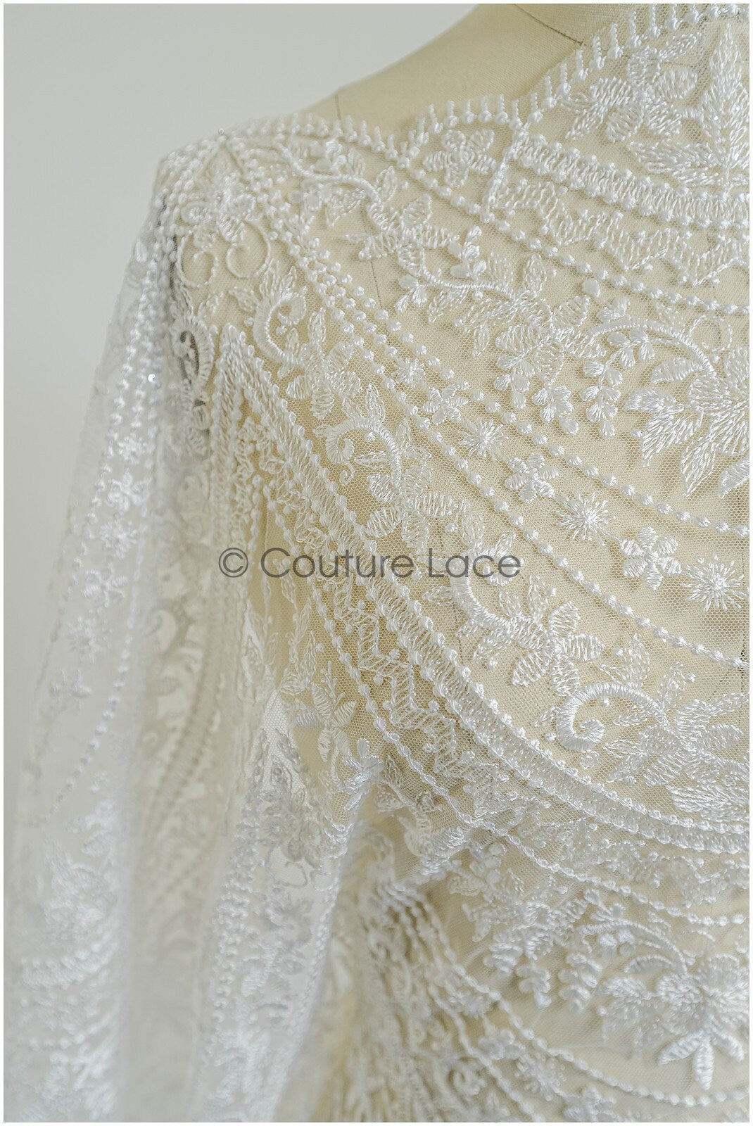 Romantischer Braut Spitzenstoff Off-White/ Boho Couture Spitzenstoff/ Braut Spitze// L22-430