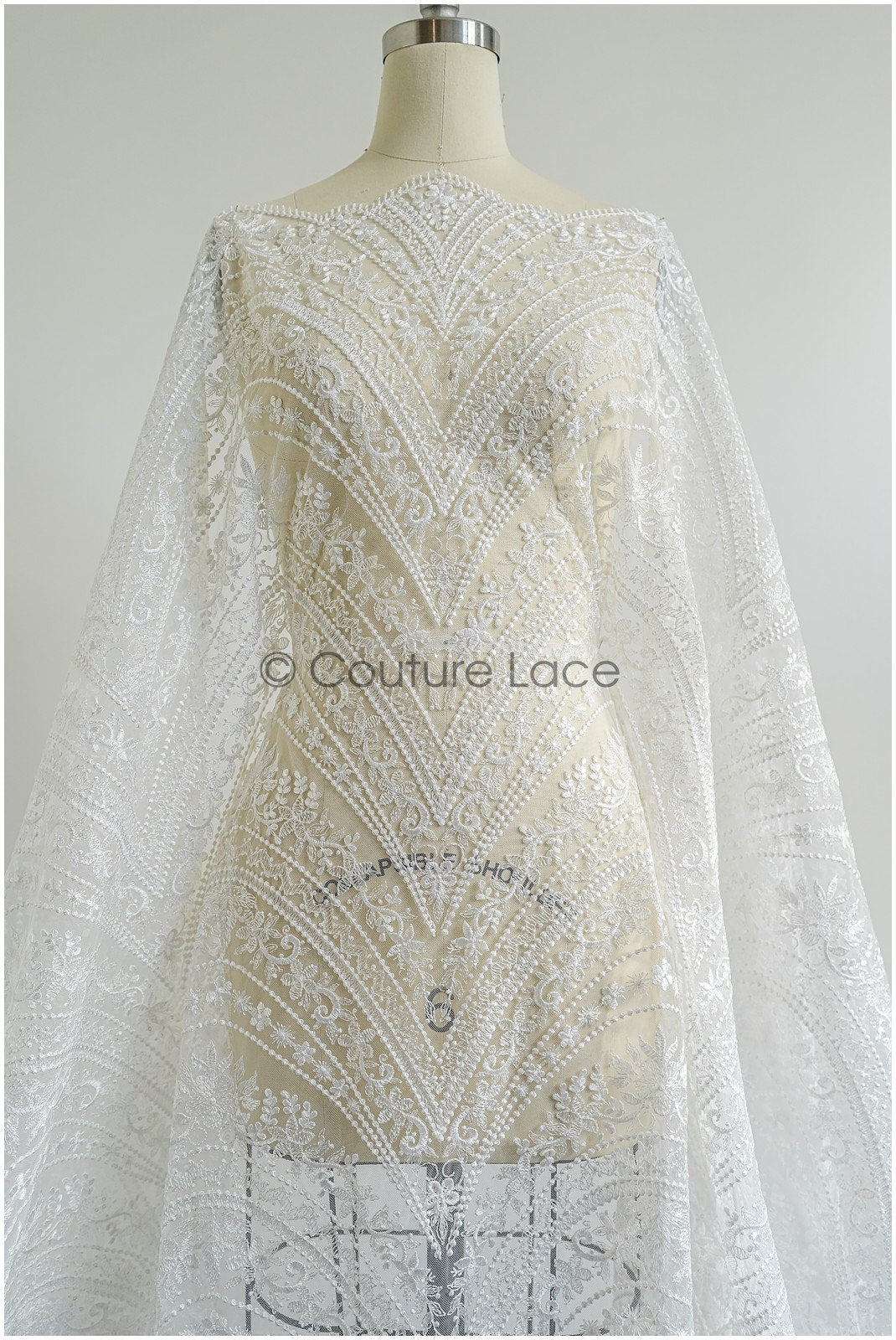 Romantischer Braut Spitzenstoff Off-White/ Boho Couture Spitzenstoff/ Braut Spitze// L22-430