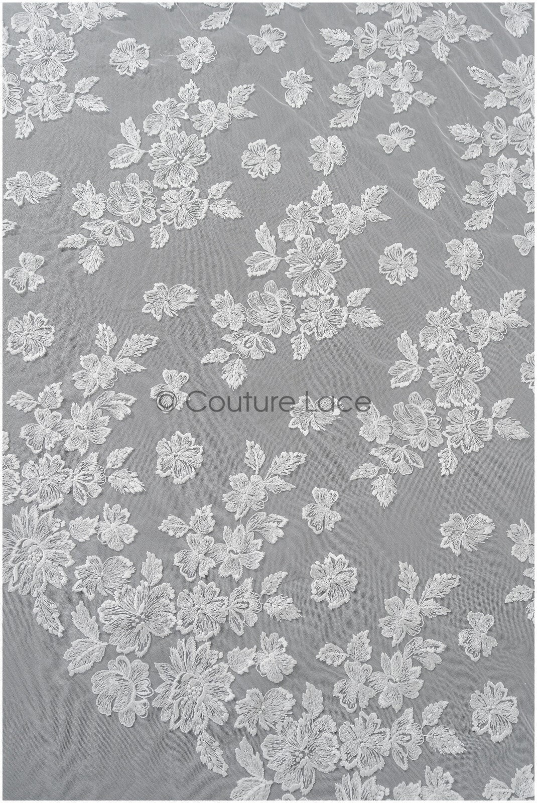 Beautiful lace fabric off-white/ floral tulle fabric/ couture lace fabric/ bridal lace// L22-439