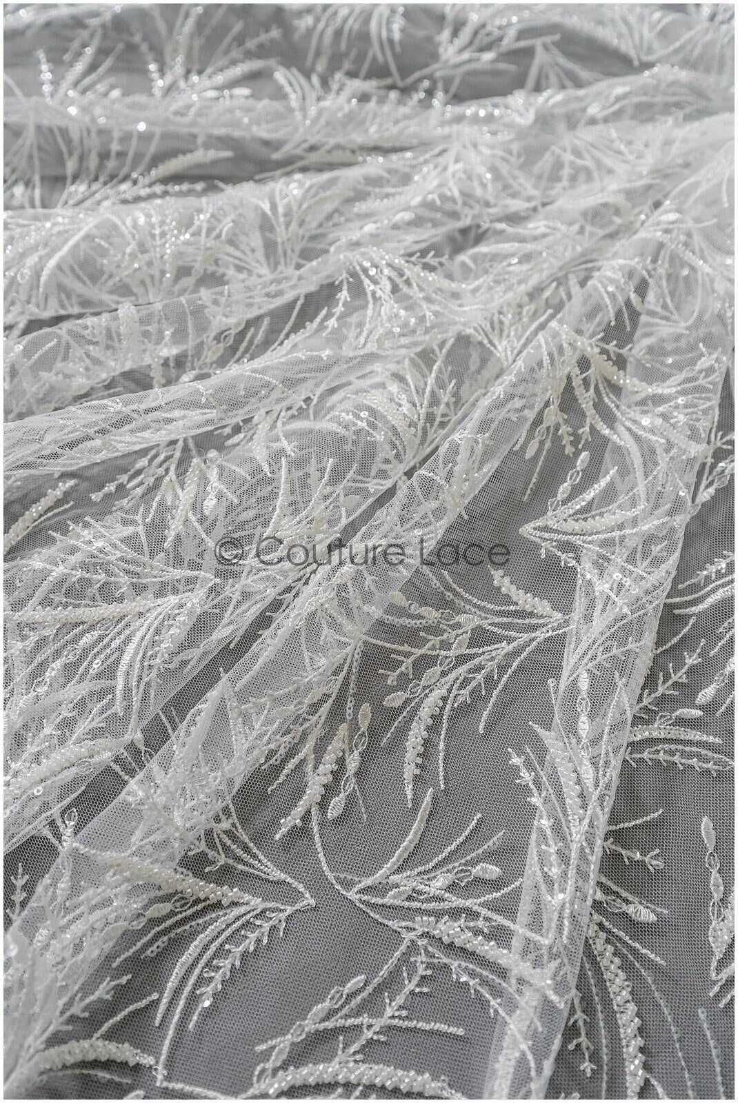 Perlen Braut Spitze Off-White/ Perlen Spitzenstoff/ Perlen Btrautspitze Stoff/ Couture Spitze// L22-446