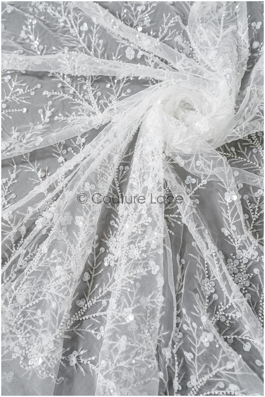 Perlen Spitzenstoff Off-White/ Couture Spitzenstoff/ Brautspitze/ Perlenspitze// L22-449