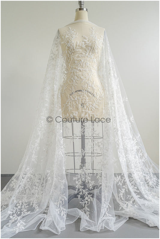 Perlen Spitze Stoff Off-White/ Perlen Brautkleid Spitze/ Couture Spitzenstoff/ Perlen Spitze// L22-453