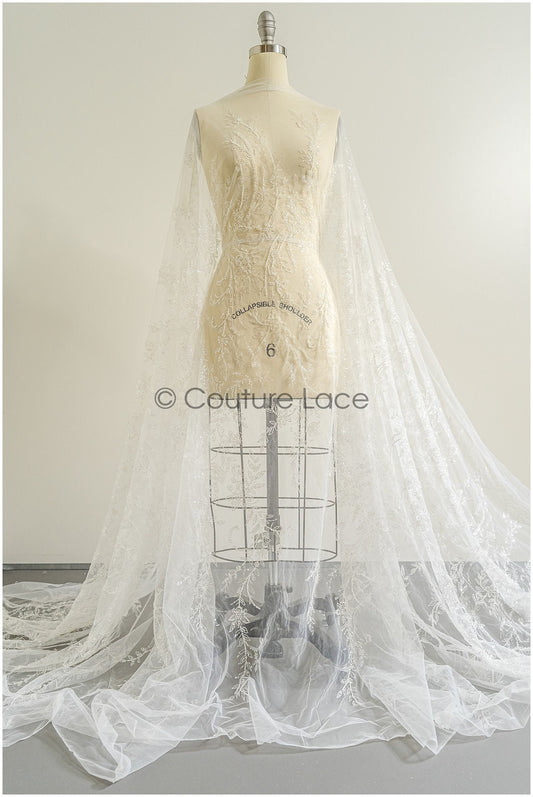 Perlen Spitzenstoff Off-White/ Couture Spitzenstoff mit Perlen & Pailletten/ Braut florale Spitze// L22-468