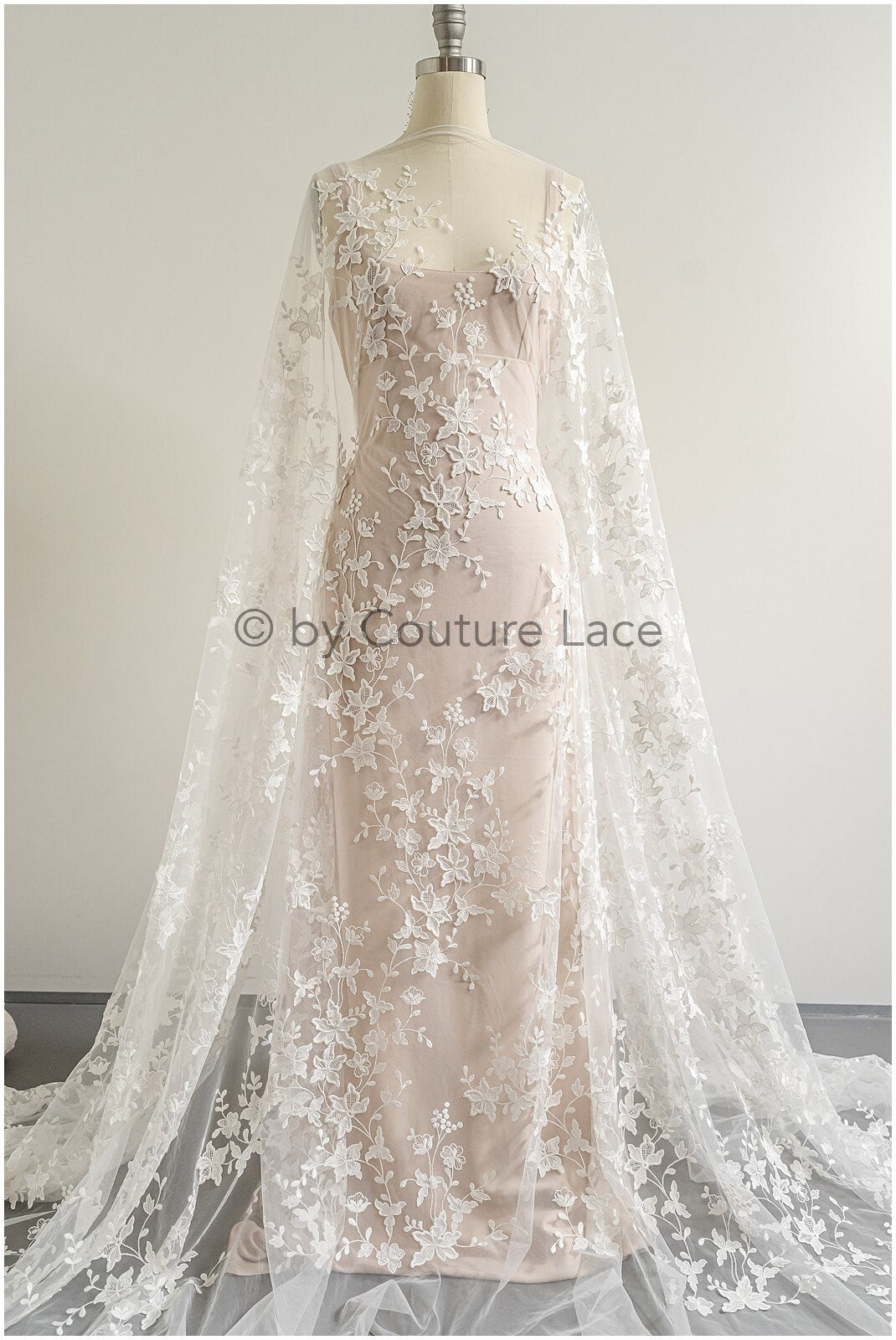 Super soft 3D lace fabric/ bridal couture lace fabric/ 3D embroidery lace/ 3D bridal lace with branches and leaves// L22-503