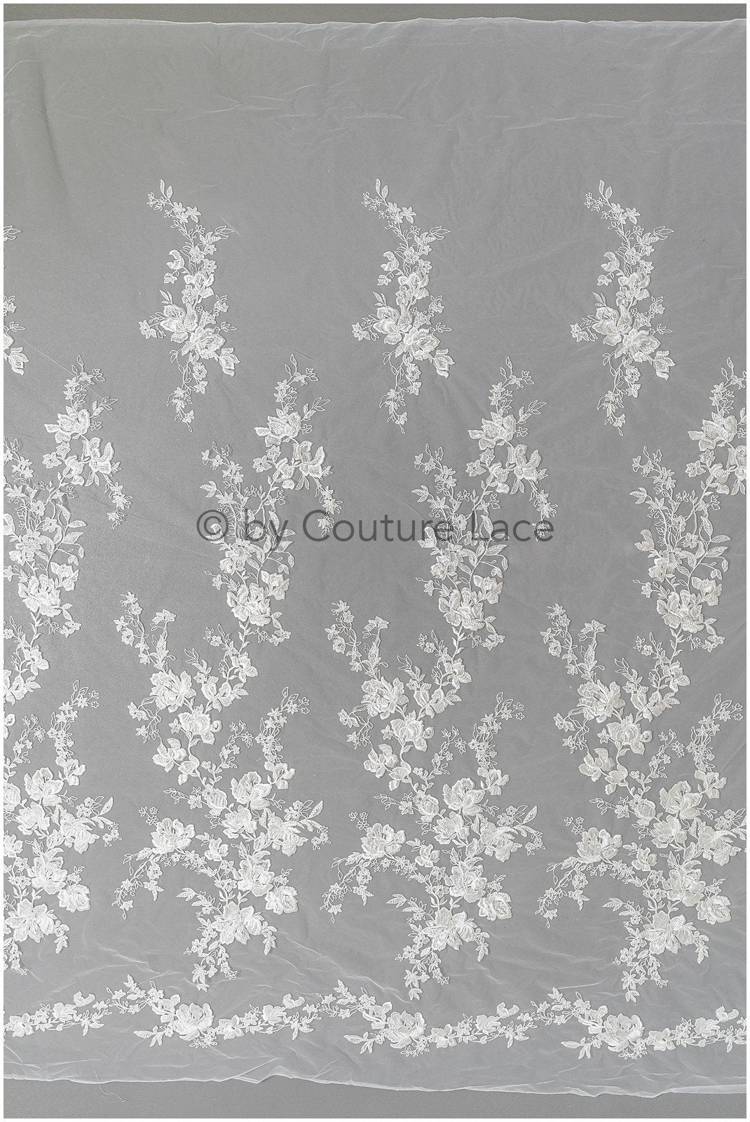 1.3yds/ 1.2m - Romantic bridal lace fabric/ floral couture lace fabric / L22-269B-REST-1.2Yds