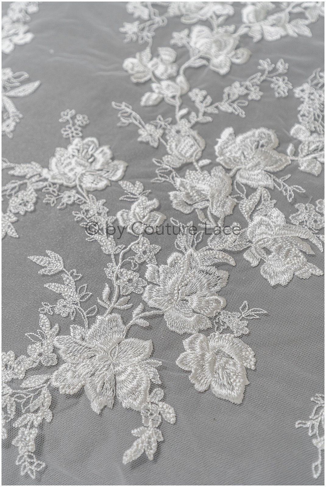 1.3yds/ 1.2m - Romantic bridal lace fabric/ floral couture lace fabric / L22-269B-REST-1.2Yds