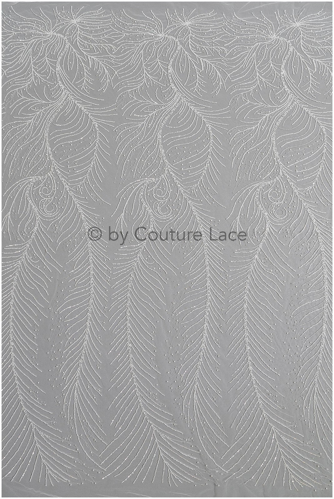 Perlen Spitzenstoff Off-White Silber/ Couture Spitzenstoff mit Perlen/ Braut Spitzenstoff/ Spitze für Brautkleid// L22-496