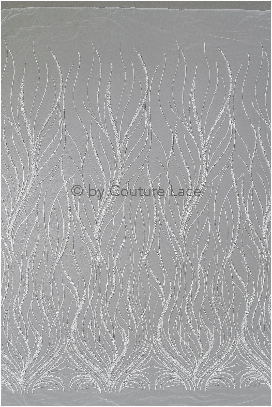 1.5yds Glitter Beaded Lace Fabric with Lines/ Couture Lace Fabric with Beads/ Couture Lace Fabric Off-White// L22-499 (Copy)