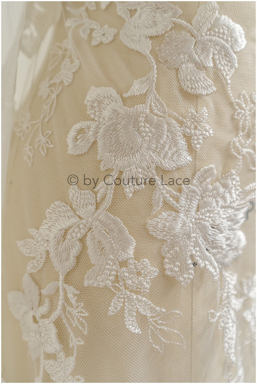1.3yds/ 1.2m - Romantic bridal lace fabric/ floral couture lace fabric / L22-269B-REST-1.2Yds