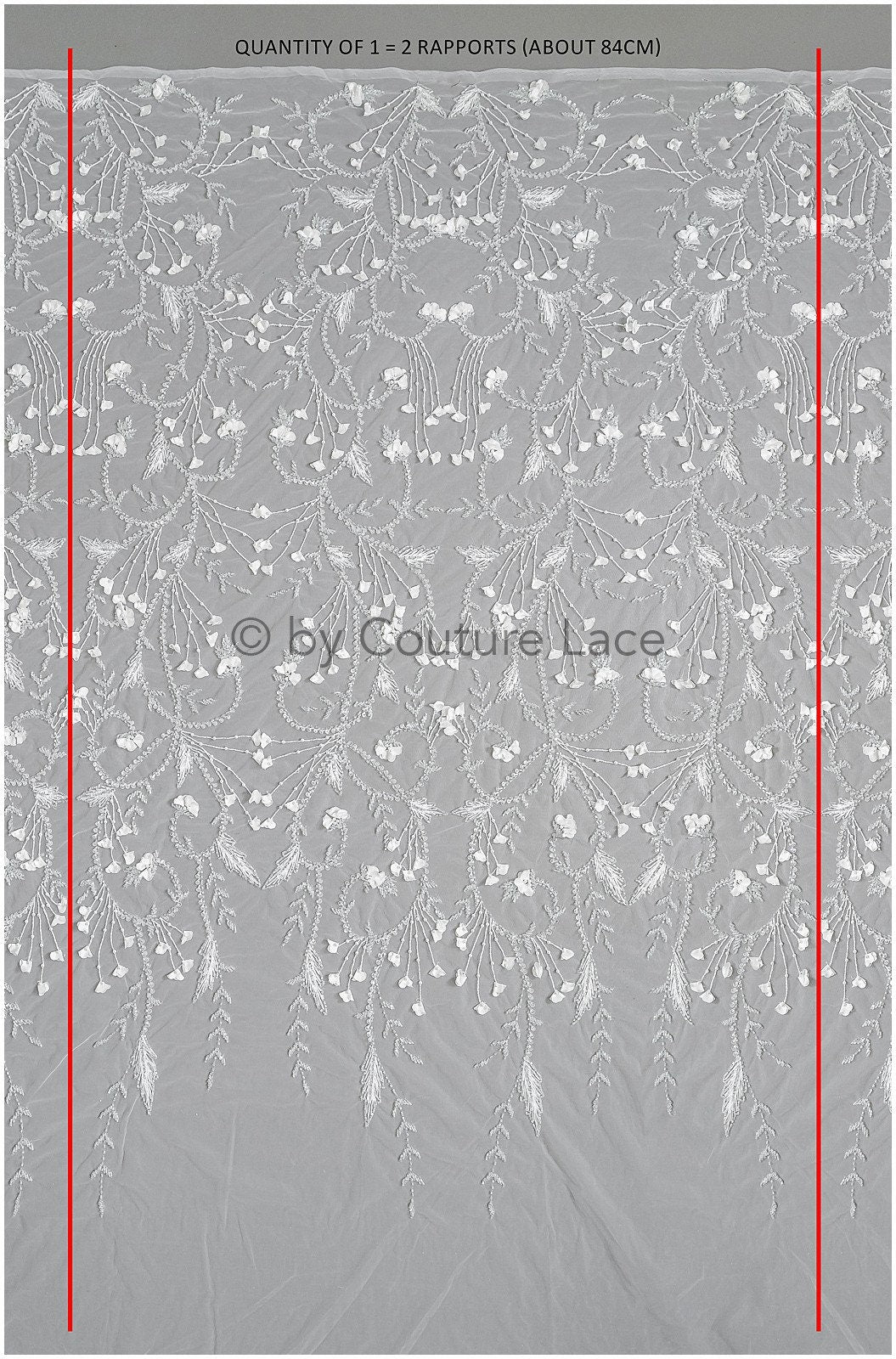 Perlen Braut Spitzenstoff/ Perlenspitze mit 3D-Blumen Off-White/ Couture Spitzenstoff/ Braut Spitzenstoff// L22-478