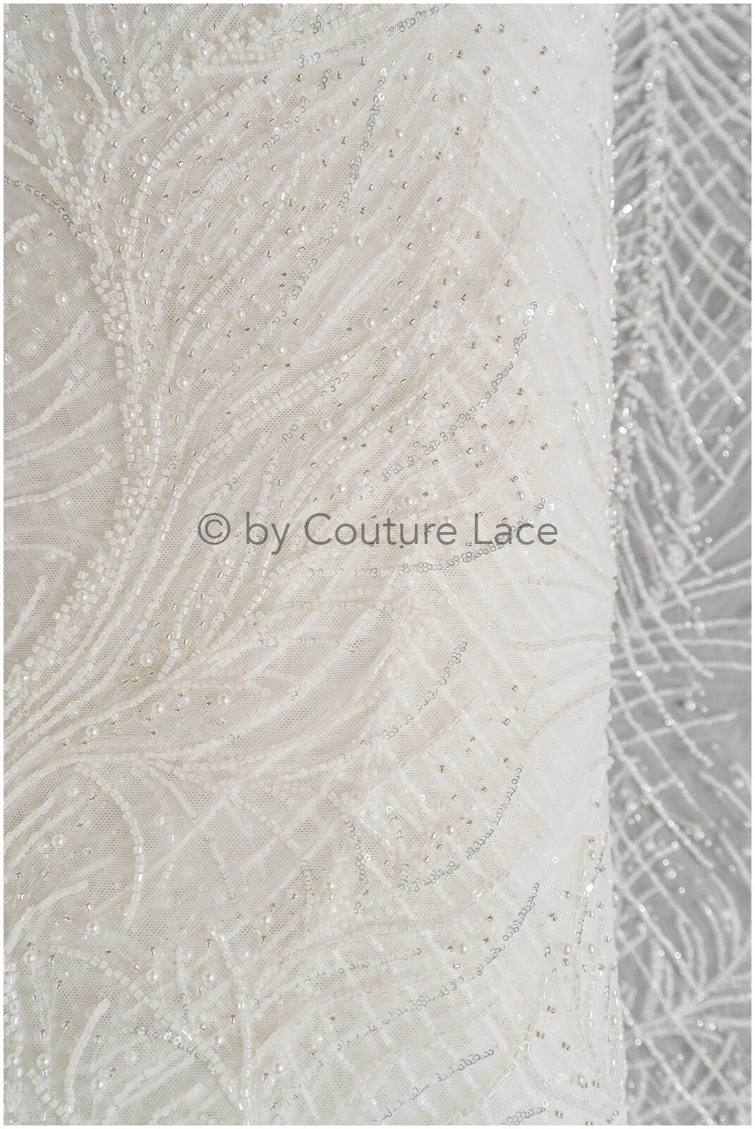 Perlen Spitzenstoff Off-White Silber/ Couture Spitzenstoff mit Perlen/ Braut Spitzenstoff/ Spitze für Brautkleid// L22-496