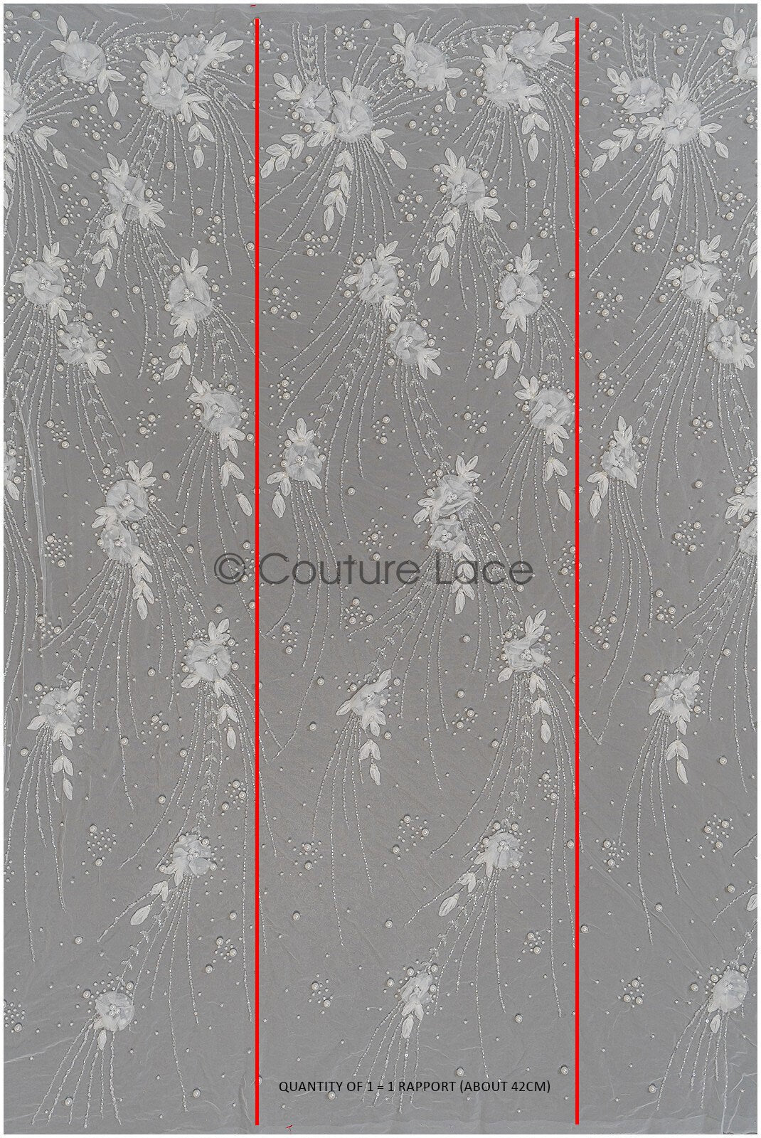 Handgefertigte Brautspitze Off-White/ 3D Blumen Spitzenstoff/ Perlen Spitze/ Designer Couture Spitze/ Braut Spitze// L21-015N