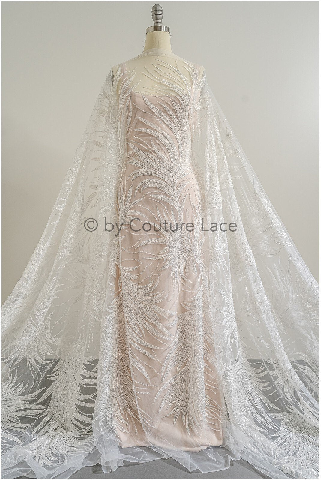 Perlen Spitzenstoff Off-White/ Perlen Spitzenstoff/ Braut Spitze Stoff/ Braut Perlenspitze// L22-510