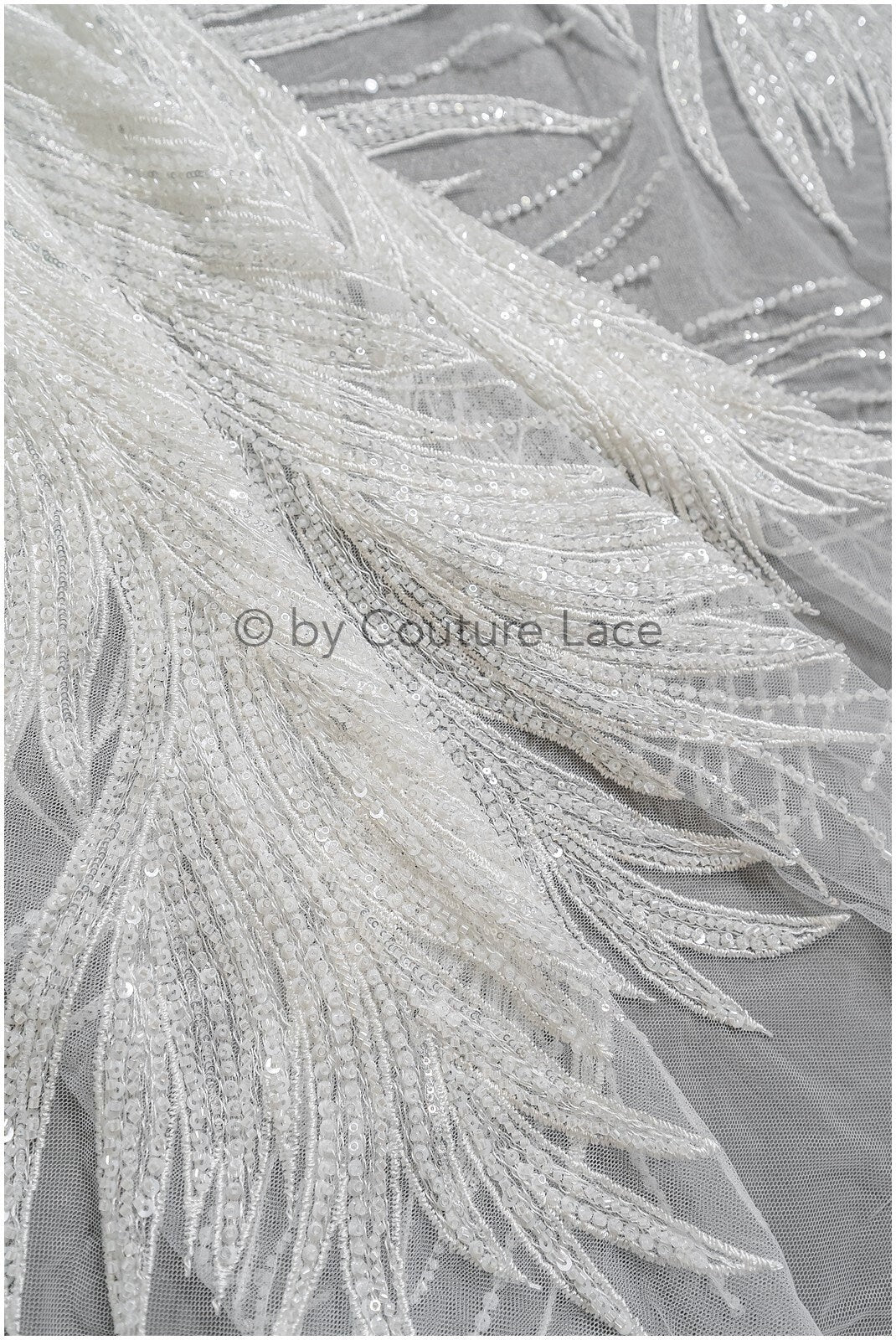 Perlen Spitzenstoff Off-White/ Perlen Spitzenstoff/ Braut Spitze Stoff/ Braut Perlenspitze// L22-510