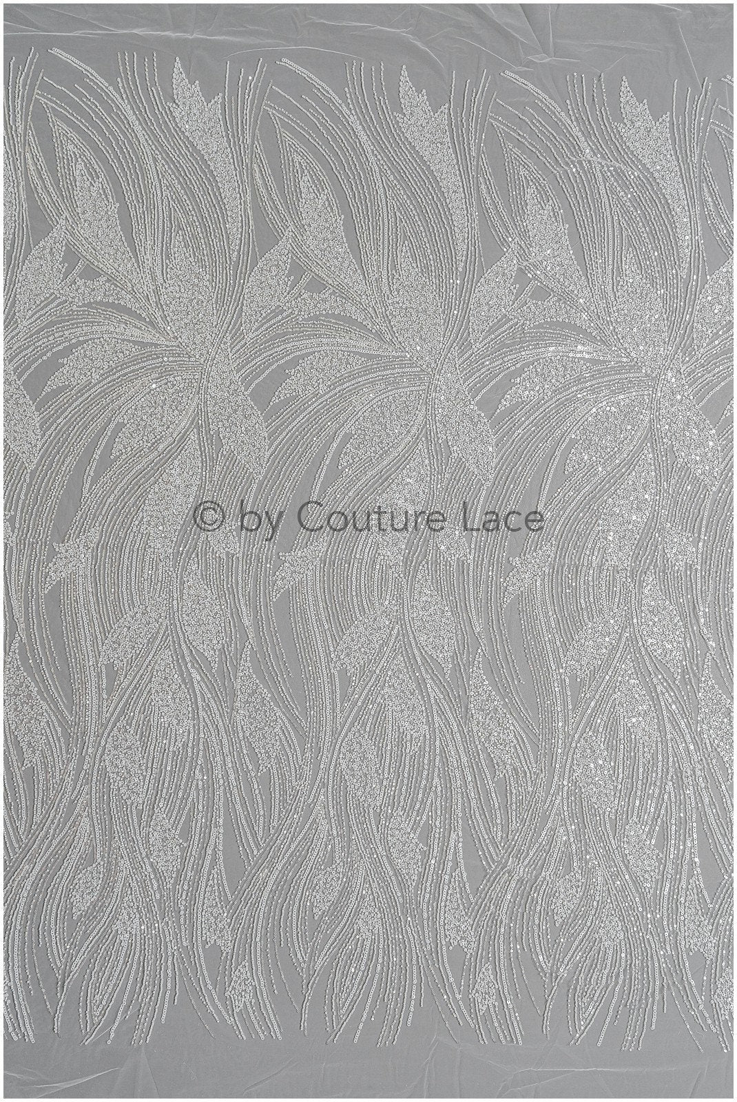 wunderschöner gestreifter Spitzenstoff/ Perlen Braut Spitze mit großen Zweigen/ Brautkleid Spitze mit Perlen/ Brautkleid Material// L22-511