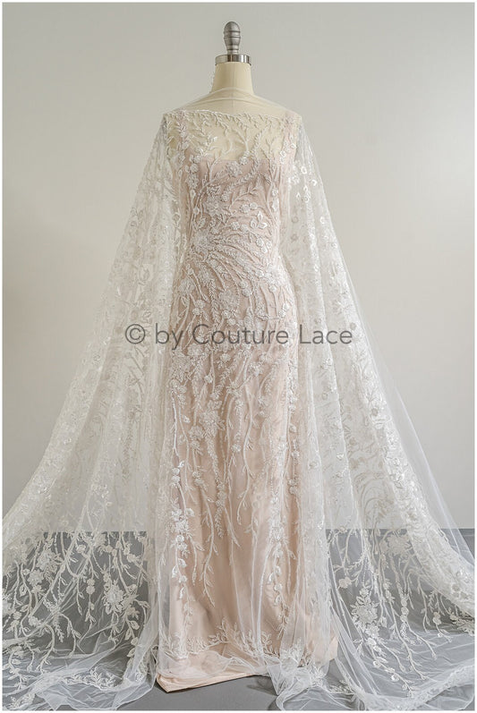 Glitzerperlen Spitzenstoff mit Blumenmuster/ Couture Spitzenstoff mit Perlen/ Braut Couture Spitzenstoff/ Perlenspitze// L22-512