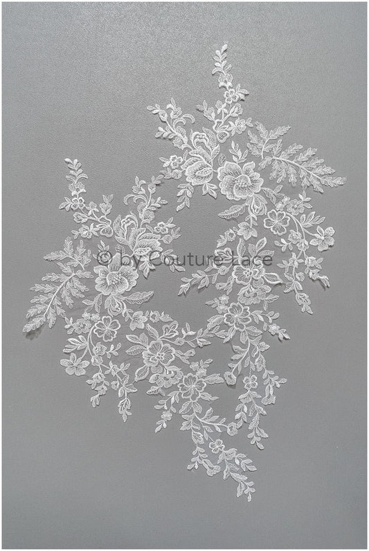 romantischer Blumen-Aufnäher/ Brautkleid Applikation/ Hochzeitskleid Spitze Applikation/ Brautblume Applikation// A22-286