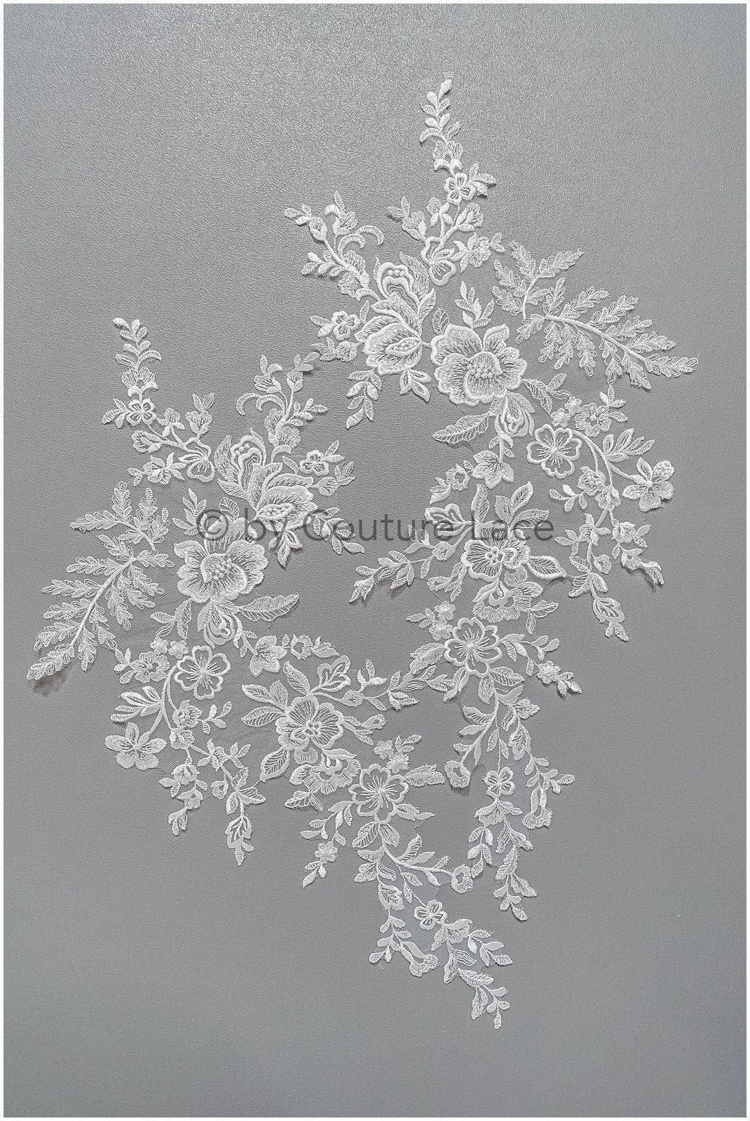 romantischer Blumen-Aufnäher/ Baumwollblumen Applikation/ Hochzeitskleid Spitze Applikation/ Brautblume Applikation// A22-286