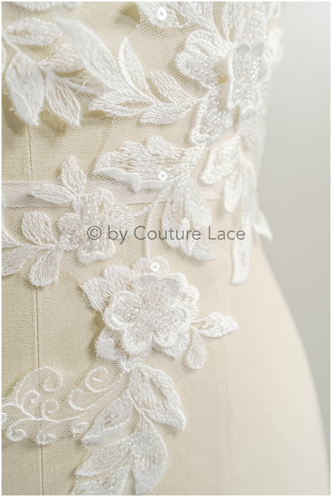 romantischer 3D Blumen Spitzen Aufnäher/ Baumwollblume Applikation/ Brautkleid Spitze Applikation/ Brautblumen Applikation// A22-287