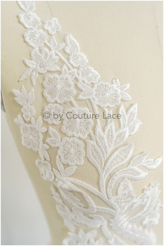 patch de dentelle florale boho romantique/ applique florale en coton/ applique de dentelle de robe de mariée// A22-316