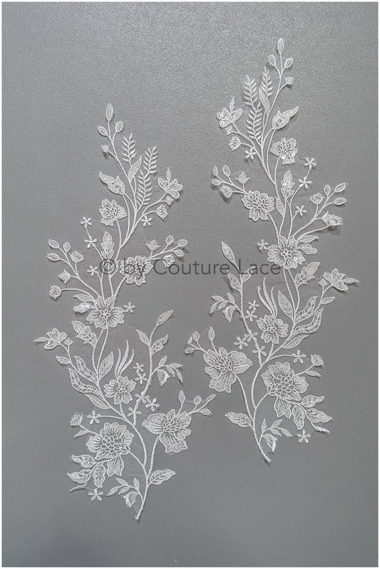 Romantische Wildblumen Spitze Aufnäher/ Baumwollblumen Applikation/ Brautkleid Spitze Applikation// A22-311