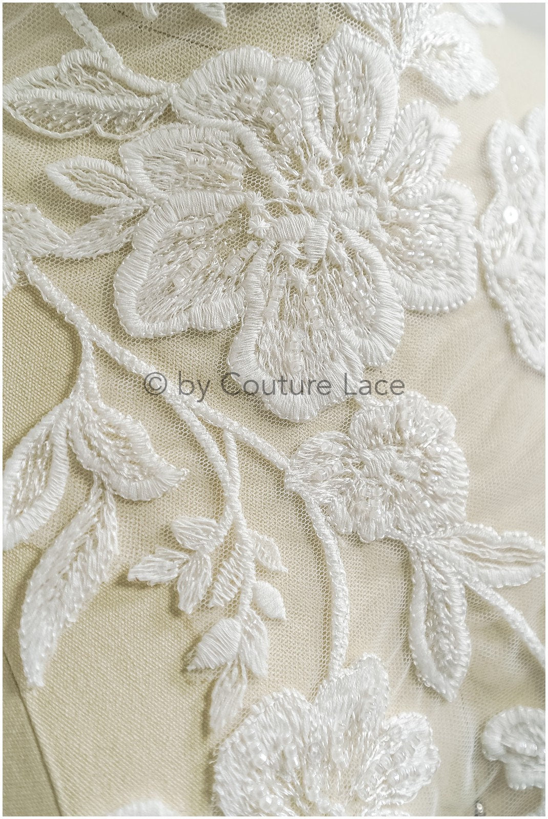 romantische Perlenblumen Spitze Aufnäher/ Baumwollblumen Applikation/ Brautkleid Spitzen Applikation// A22-300