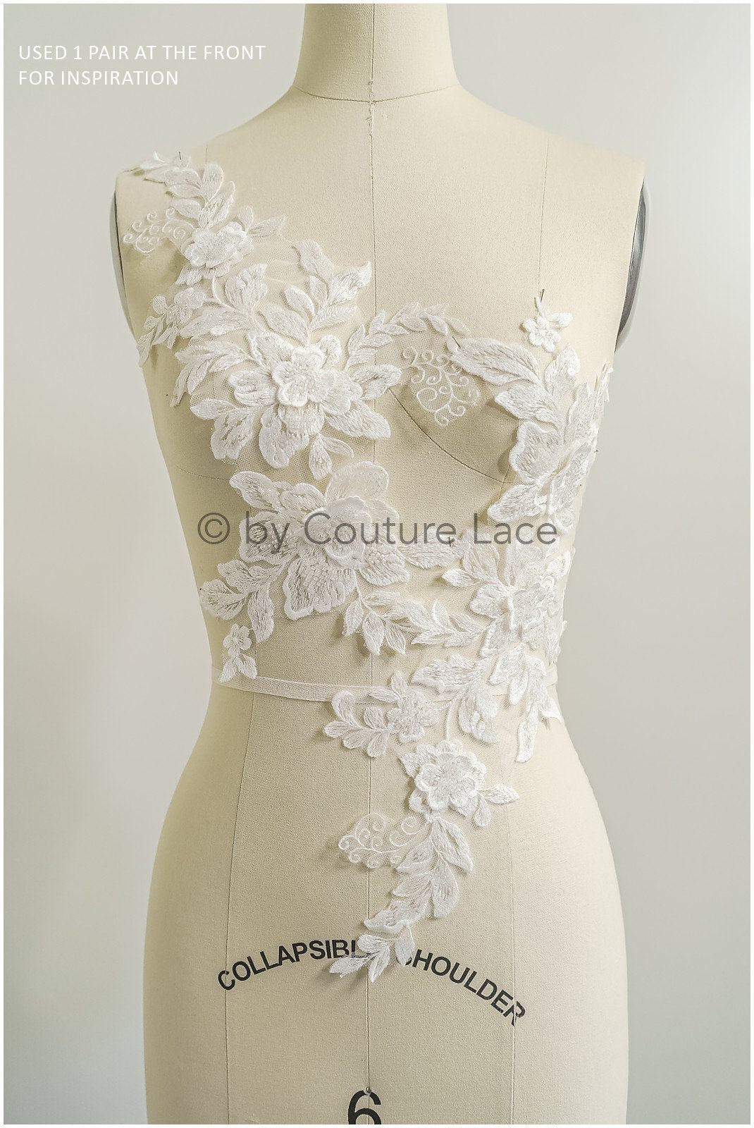 romantischer 3D Blumen Spitzen Aufnäher/ Baumwollblume Applikation/ Brautkleid Spitze Applikation/ Brautblumen Applikation// A22-287
