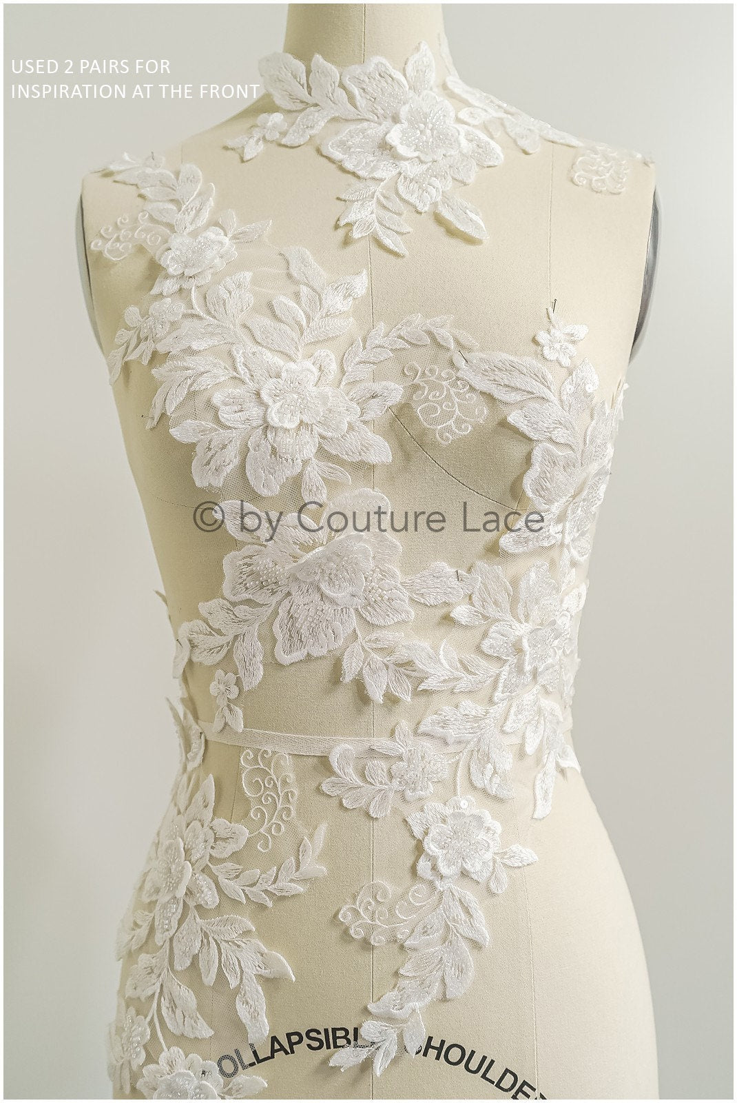 romantischer 3D Blumen Spitzen Aufnäher/ Baumwollblume Applikation/ Brautkleid Spitze Applikation/ Brautblumen Applikation// A22-287