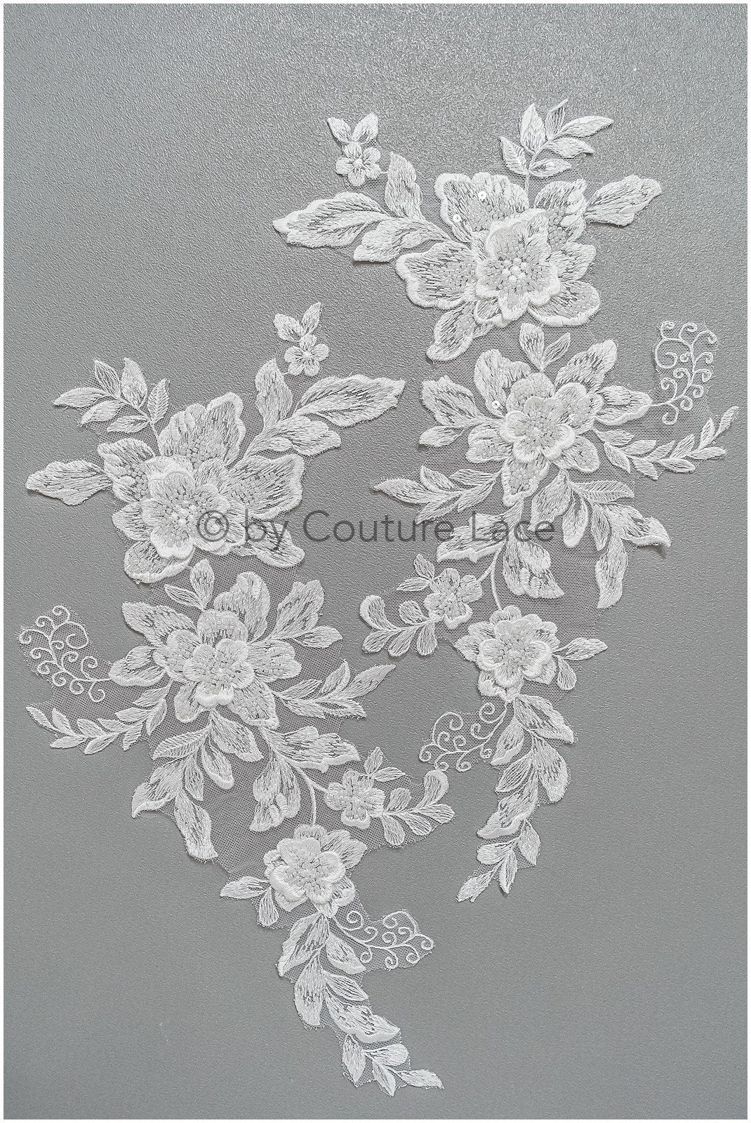 romantischer 3D Blumen Spitzen Aufnäher/ Baumwollblume Applikation/ Brautkleid Spitze Applikation/ Brautblumen Applikation// A22-287
