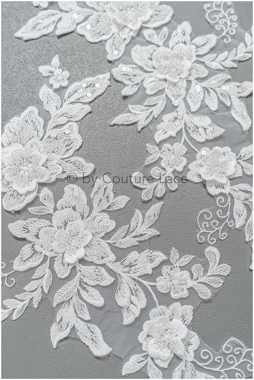 romantischer 3D Blumen Spitzen Aufnäher/ Baumwollblume Applikation/ Brautkleid Spitze Applikation/ Brautblumen Applikation// A22-287