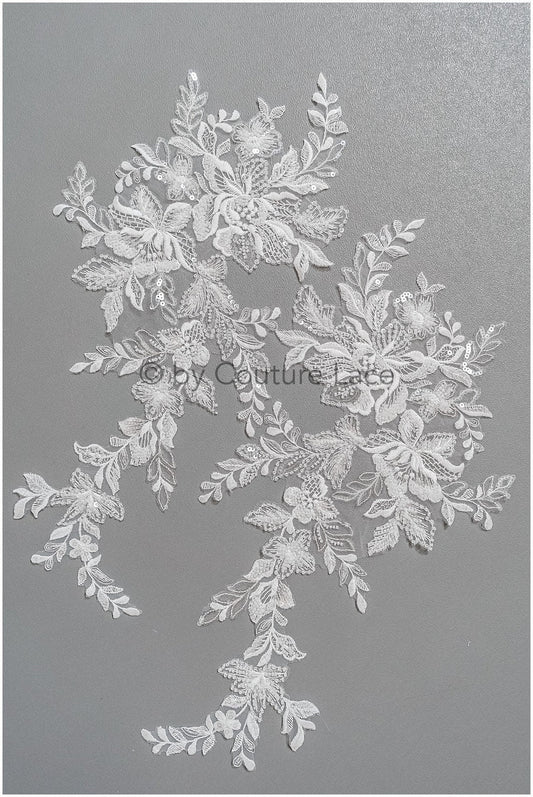 Romantische Perlenblumen Spitze Aufnäher/ Baumwollblume Applikation/ Brautkleid Spitze Applikation/ Brautblume Applikation// A22-292