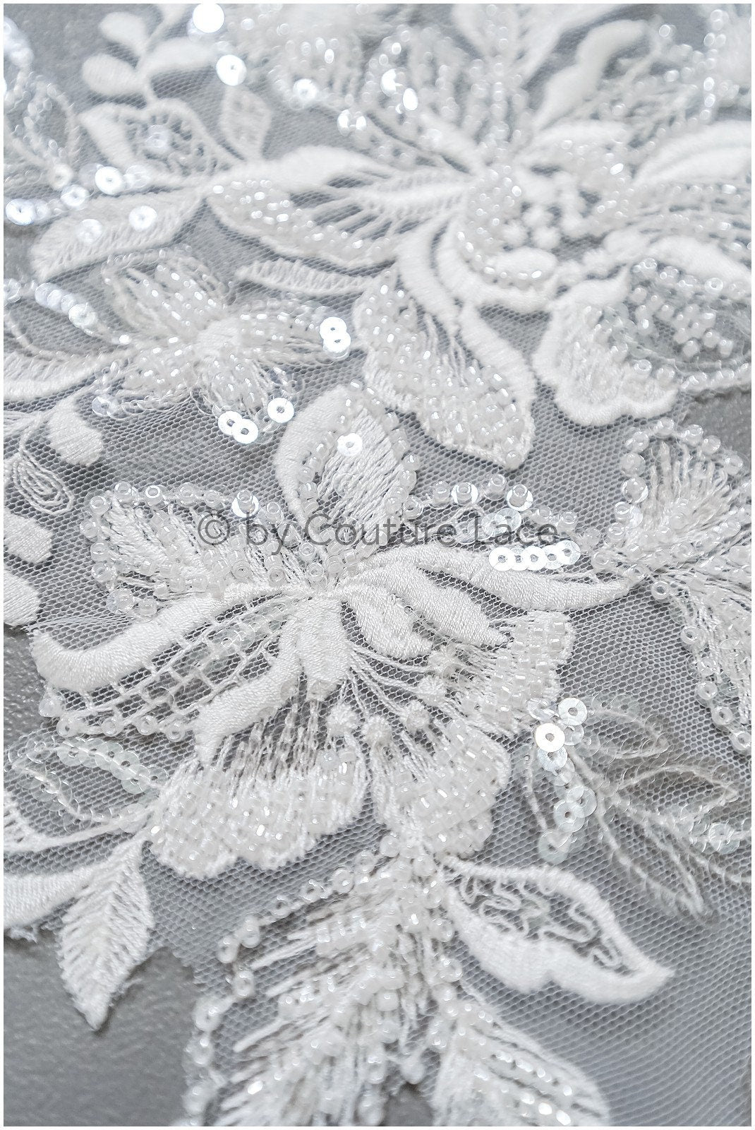 Romantische Perlenblumen Spitze Aufnäher/ Baumwollblume Applikation/ Brautkleid Spitze Applikation/ Brautblume Applikation// A22-292