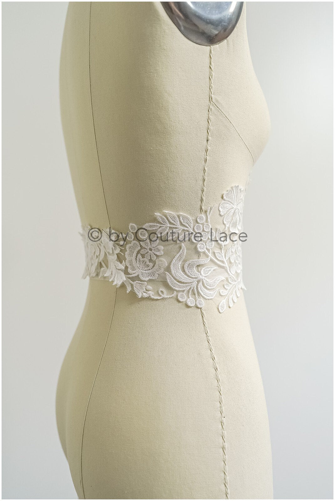 romantischer Boho Spitzengürtel/ Baumwolle Blumen Applikation/ Brautkleid Spitze Applikation// A22-313
