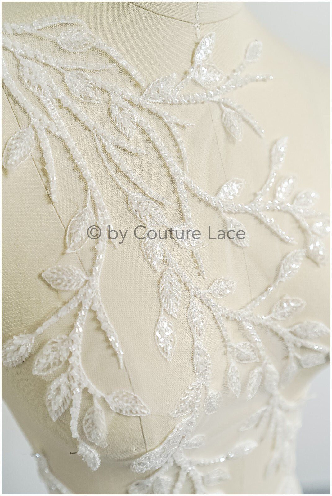 Romantischer Blätter-Aufnäher/ Blätter-Applikation/ Hochzeitskleid Spitze Applikation/ Brautblatt Applikation// A23-312