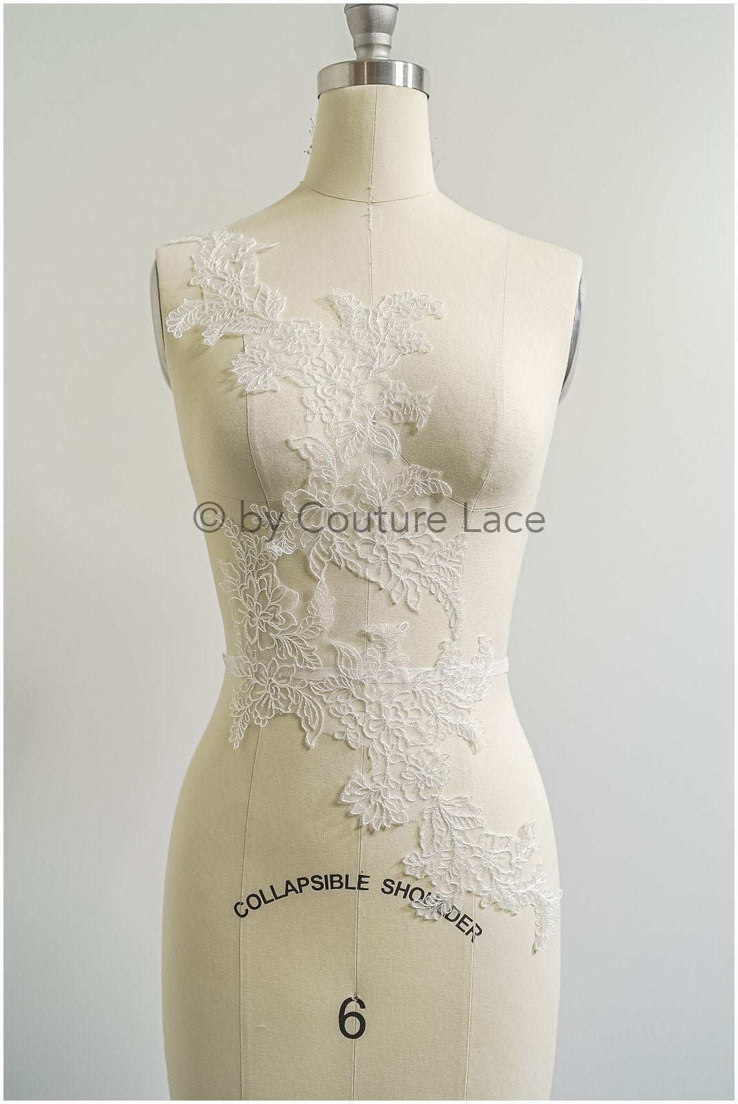 filigree wildflower lace patch/ off-white flower applique/ wedding dress lace applique/ bridal flower applique// A23-307