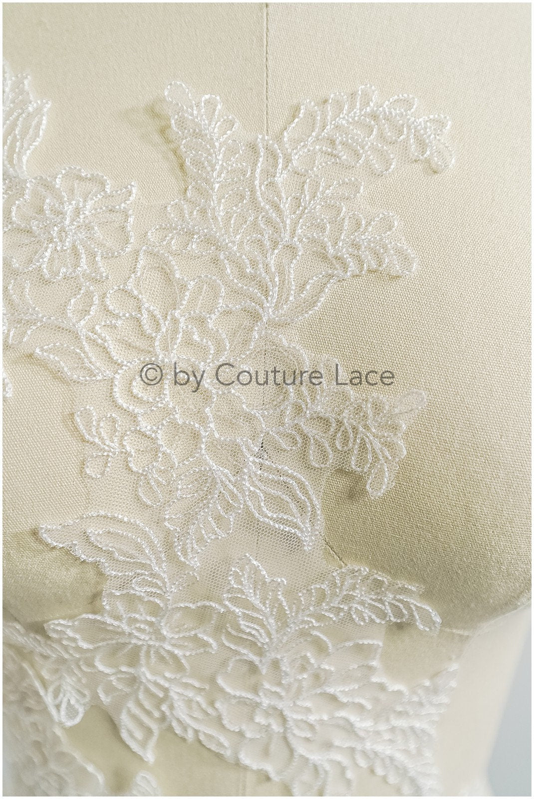 filigree wildflower lace patch/ off-white flower applique/ wedding dress lace applique/ bridal flower applique// A23-307