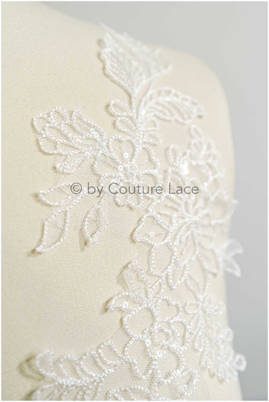 filigree wildflower lace patch/ off-white flower applique/ wedding dress lace applique/ bridal flower applique// A23-306/