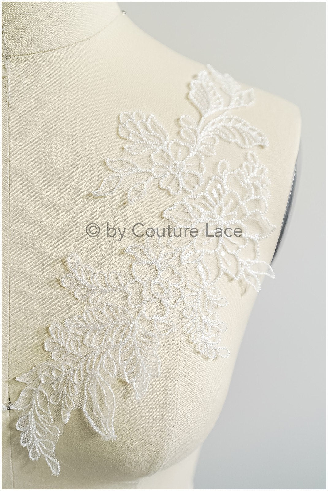 filigree wildflower lace patch/ off-white flower applique/ wedding dress lace applique/ bridal flower applique// A23-306/