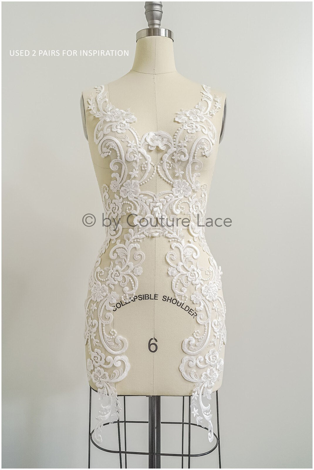 romantischer verschnörkelter Spitzen Aufnäher/ cremefarbene Ornament-Blumen-Applikation/ Brautkleid Spitze Applikation// A23-285