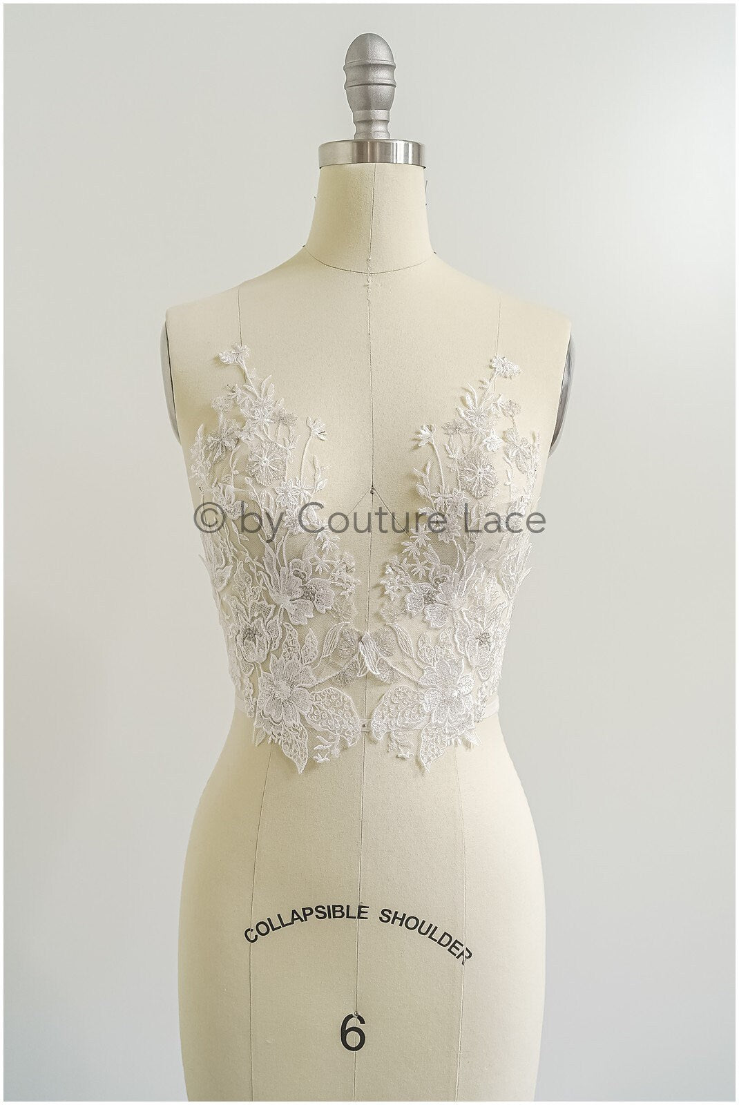 romantischer Wildblumen-Aufnäher/ Silberweiße Blumen Applikation/ Brautkleid Spitze Applikation/ Brautblumen Applikation// A23-315