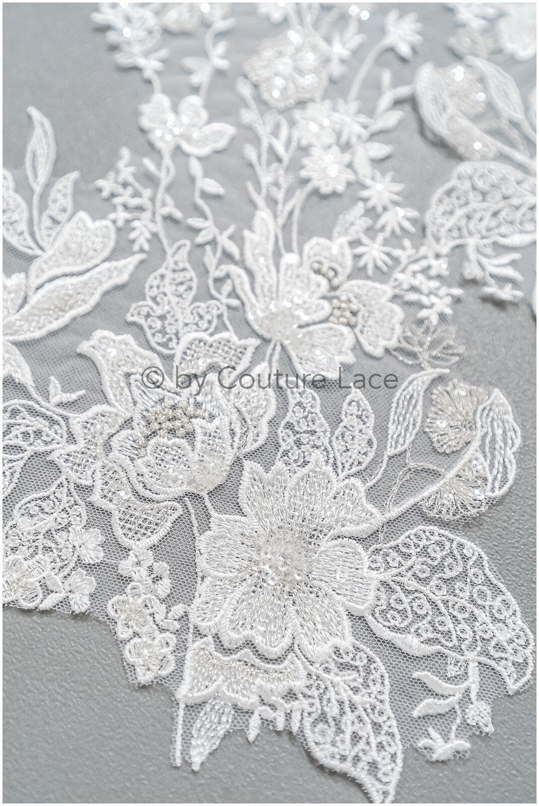 romantischer Wildblumen-Aufnäher/ Silberweiße Blumen Applikation/ Brautkleid Spitze Applikation/ Brautblumen Applikation// A23-315