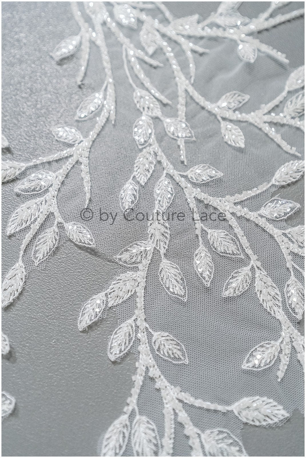 Romantischer Blätter-Aufnäher/ Blätter-Applikation/ Hochzeitskleid Spitze Applikation/ Brautblatt Applikation// A23-312