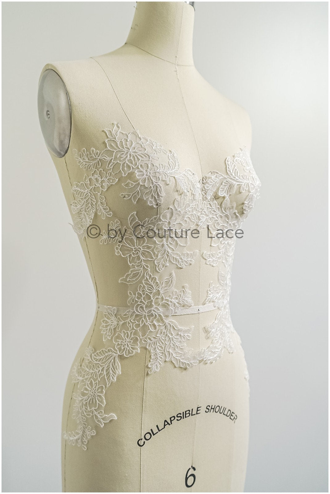 filigree wildflower lace patch/ off-white flower applique/ wedding dress lace applique/ bridal flower applique// A23-307